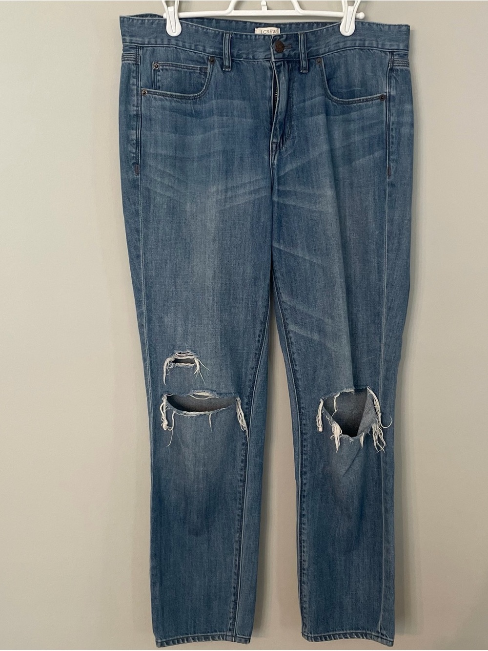 J. Crew Factory Distressed Blue Boyfriend Jeans 29